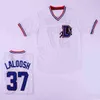 Xflsp Męskie Bull Durham # 8 Crash Davis # 37 Ebby 'Nuke' Laloosh 100% zszywany film Baseball Jersey White Gray Szybka Wysyłka S-3XL