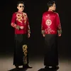 Male Ethnic clothing cheongsam Chinese style costume the groom dress jacket embroidered dragon long gown traditional wedding dress for men