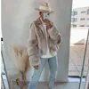 Patchwork Sheepskin Coat Women Winter Warl Warl Gross Luxury Faux Leature Celat Sleeve Mulheres Casaco Casaco Motocicleta 2021 L220725