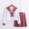 Roupas Define uniformes escolares para meninas CUBIDO CUIL CORAÇÃO Terno estudantil de manga longa Cosplay japonês JK College Sailor Uniform Pinkclot