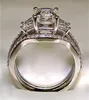 Vintage 10K White Gold 3ct Lab Diamond Ring sets 925 sterling silver Bijou Engagement Wedding band Rings for Women men Jewelry 2206019410