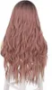 wig female Harajuku purple long curly hair pink big Wavy medium differentiation fiber cover 220816