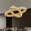 Luxur Crystal Chandelier för sovrum modern ring vardagsrum hem dekor ljus fixtur guld rund led kök ö hängande lam