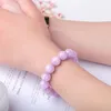 Beaded Strands Women's Bracelet Natural Crystal Brazil Old Material Purple Spodum Female Opal Lars22