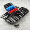 2st Front Bumper Kidney Twin Fins Sport Grill Grille för BMW 3 Series E90 2005-2007 ABS M Color Dual Slat Racing Grill