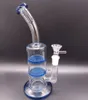 10 -дюймовые голубые двойные сотовые фильтры Стеклянная вода кальяны бонги нежные курительные трубы
