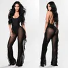 Summer Women Beach Mesh Ruffle Sheer Wide Leg Pants Pantaloni Bikini Cover Up 220527