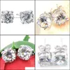 Stud Earrings Jewelry Luckyshine Fashion Cute Round Cut White Topaz 925 Sier Men For Women Lovers Zircon Drop Delivery 2021 Vjyec