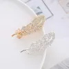 Fashion Rhinestone Feather Hair Clip Full Diamond Leaf Shape Metal Hairpin Women's Hair Accessories Bride Headdress Gift