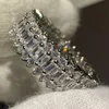 Clusterringe Größe 6-10 Verkaufen Frauen Modeschmuck 925 Sterling Silber Princess Cut Weißer Kubikzircon Versprechen Ehering253E