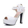 Sandals female summer new high-heeled fish mouth shoes bow sexy rough with waterproof platform Roman women's shoes