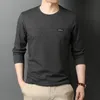 Top Kwaliteit t-shirt Mannen Mode Merk Designer Lange Mouw Slim Fit Effen Kleur Tops Casual Heren Kleding 220513