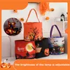 Halloween Glow Basket Pumpkin Bag With Light 9.4x9.4inch Children Handle Candy Bags Ghost Festival portable bucket decoration props Gift Wrap A12