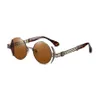 Moda steampunk okrągłe okulary przeciwsłoneczne mężczyźni Women039s Designer metalowa rama UV400 High Qualty Hip Hop Słońce z Case8440005