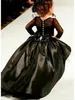 Ruched Ruffles Tulle Short Black Flower Girl Dresses for wedding New Gothic Weddings Girl Pageant Party Gowns Jewel Neck Keyhole B228r