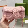 Taillenbeutel Frauen Schulterkreuzkörper Mini Messenger Handtasche Geldbeutel Brieftasche hellrosa V-quilierte echte Lederhandtaschen einfache Schlagegröße Lady Modebretter