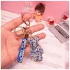 Ny Party Favor Key Ring PVC Keychain DIY Craft Cartoon Bear Handgjorda Rhinestone Crystal Key Chains Charm Pendant Nyckelringar