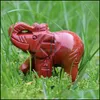 Artes e ofícios Presentes de artes Jardim doméstico semiprecious de pedra elefante esculpido Charms Rose quartzo cura rei dhqjp
