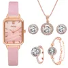 Orologi da polso Gaiety Brand 5pcs Set Orologio casual per donna Bracciale con strass Orologio da polso da donna in pelle Gfit Montre FemmeOrologi da polso