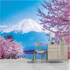 Cherry Blossom Landschap Muur Achtergrond Muurschildering 3D Wallpaper 3D Muurdocumenten voor TV Backdrop3035261h