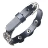 Wojiaer Leather Accessories Men's Silver Leather Wrist Bracelets for Special PRC018