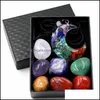 Artes e artesanato 7 Chakra Conjunto de pedras de cristal de pedra natural Reiki Ornamentos