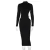 Elegant Backless Long Sleeve Slit Bodycon Dress for Women's Black Cut Out Sexy Party Evening Midi Dresses Autumn Woman Clothes 220510