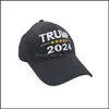 2024 Cappello presidenziale elezione lettere stampate tappi da baseball per uomo Donne Sport Sport Regolabile USA Hip Hop Peak Cap Head Head Drop Consegna 202