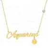 Collana in acciaio inossidabile con 12 segni zodiacali Ciondolo a catena in oro Vergine Cancro Lettera Pendenti Charm Star Astrologia Collane per gioielli di moda da donna