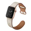 Vit designer läderband för smarta klockor Apple Watch Band Watchband IWatch Series 7 S7 SE -remmar äkta ko -armband 40mm 41mm 45mm smartwatch smartwatchs oss