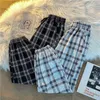 Pant Bunch of Fashion Fashion Loose Black Plaid Summer Harajuku Studenten Streetwear Harem lange broek Chic 220705