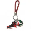 3 Stück/Sets Silikon 3D Sneaker Ball Seil Schlüsselanhänger Basketball Fußball Volleyball Sportschuhe Schlüsselanhänger Tasche Seil Schlüsselanhänger für Männer Frauen Mode-Accessoires