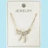 Simple Bow With Diamonds Necklace Bow Clavicle Chain