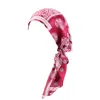 Vrouwen bedrukten pre-tie headscarf elastische moslim vrouwelijke tulband stretch bandanas islamitische hijab kanker chemokaps hoofddeksel turbante