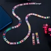 CWWZIRCONS Multicolor Rainbow Rectangle Cubic Zirconia Kolejne Zestawy dla kobiet Trendy Party Boho Kostium biżuterii T521 220726