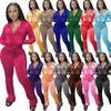 Femmes velours survêtements à capuche Sport 2 pièces ensemble velours sweats fermeture éclair Jogging costume printemps vêtements