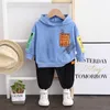 Baby Boy Roupas Pure Algodão Autumn Sweater Terno Carta Impressão Capuz Calças Calças Casuais Esportes Bebê Dois Peça 220326