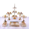 Altro Bakeware Silver Gold 8pcs Electroplate Metal Crystal Cake Stand Set Display Wedding Birthday Party Dessert Cupcake Plate RackAltro