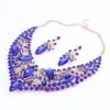 Fashion Teardrop Rhinestone Crystal Choker Necklace For Women Statement Collar Necklaces Earring Wedding Party Jewelry Sets