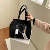 HBP Black Fashion Women Tote Torszki na zakupy płótno torebki panie proste i wszechstronne torebki na ramię w całości