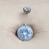 Anello per ombelico in argento S925 14G CZ Barre per ombelico a vite per piercing al corpo con bilanciere per ombelico