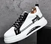 Designer Hommes Broderie Casual Chaussures baskets plate-forme sport augmentation Mocassins talon plat Lace-Up Mode Style britannique célébrité de luxe Voyage Petites chaussures blanches