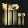 DHL Dinner 20Pcs Cutlery Stainless Steel Tableware Cake Fork Knife Set Dinnerware Home Flatware Modern Gold Mirror Cutlery Set B062701