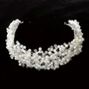 Cabeças de cabeça Tiara Silver Crystal Pearls Banda para os acessórios de casamento de noiva Pamela y Tocados Para Bodas Accessoire CheveuxHeadpieces