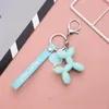 Cartoon Balloon Dog Keychain Jóias coloridas PVC Chaves de borracha macia para mulheres Chain de chave