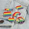 Flag Rainbow Heart Brooch Peace and Love Enamel Pins Clothes Bag Lapel Pin Gay Lesbian Pride Icon Badge Unisex Jewelry Gift GC1119