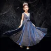 2022 Longues paillettes Petites filles Pageant robes robes de fille de fleur de bijou à haute basse noire pour adolescents robes de communion