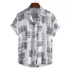 Casual shirts voor heren heren katoen polyester zomer zomers shirt shirt geometrische plaids patroon Hawaiian strand mannelijke blouse voor menmen's