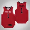 NCAA 농구 Texas Tech Red College 23 Jarrett Culver Jersey 25 Davide Moretti 13 Matt Mooney 11 Tariq Owens 1 Brandone Francis 3 Deshawn Corprew 0 Kyler Edwards