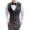 Men's Vests Double-breasted Vest And Pants Fashion Noble Men Flower Trousers Wedding Party Waistcoat Pant S-5XL